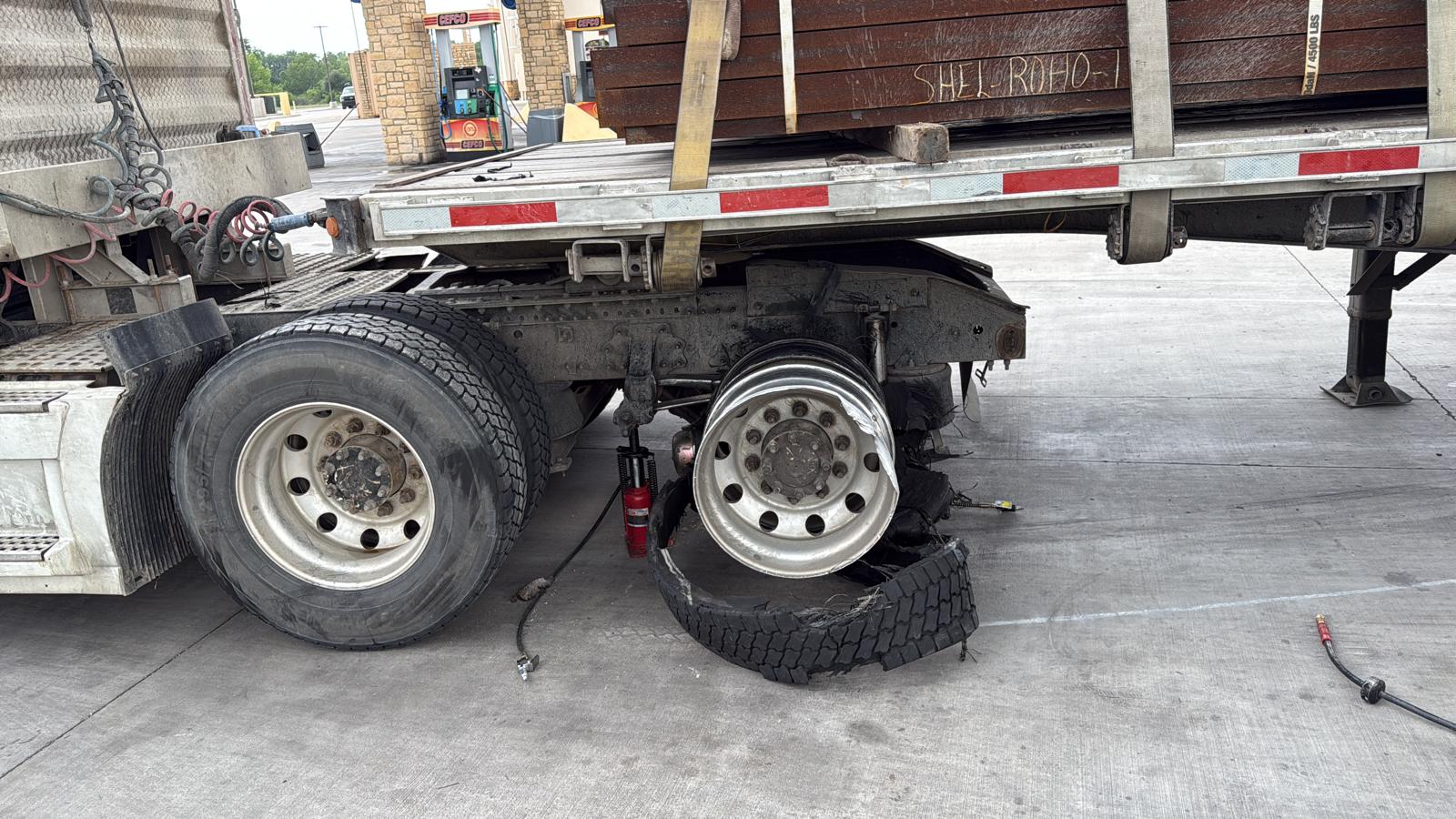 Truck tire flat repair plug and patch commercial vehicle